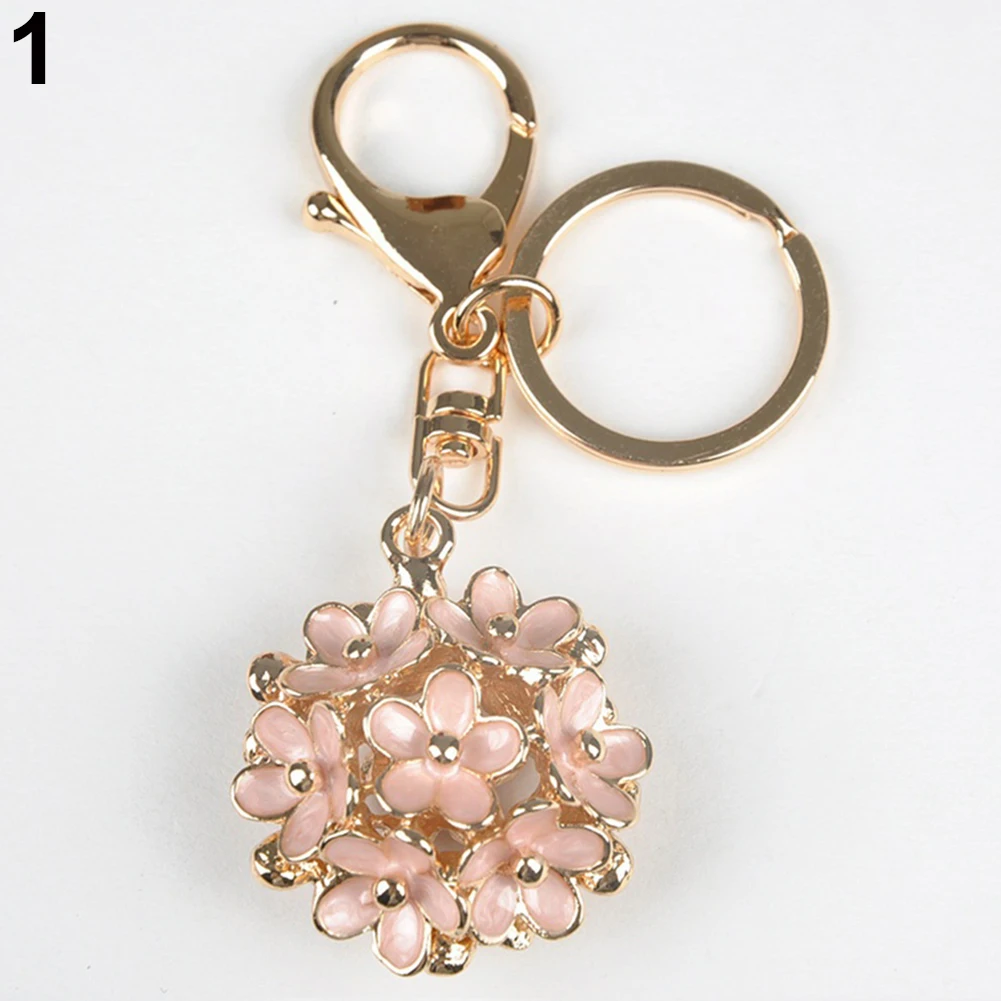2017 милый женский сплав полый цветок ромашки двухсторонний брелок для автомобиля