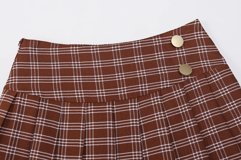 2019 Новая мода Женская одежда для взрослых Ретро Высокая талия плед линии