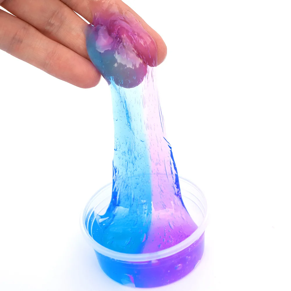 Purple and Blue DIY Clear Slime Colorblock Gradient Crystal Mud Slime игрушки для детей с Lizun прозрачная пушистая глина взрослые антистрессовые подарки - Цвет: Purple and Blue