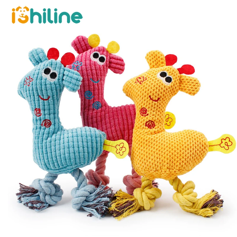Собачья Жевательная пищащая игрушка жираф веревка из флиса Интерактивная