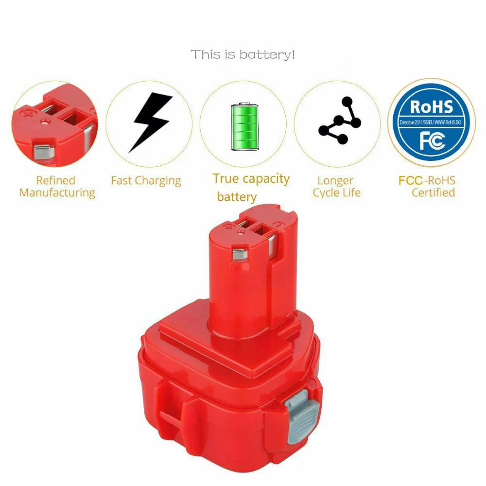 Аккумуляторная батарея Makita 12V 3.0Ah Ni-MH для 1220 1222 1233 1234 1235-2 PA12 12 Вольт NiCd