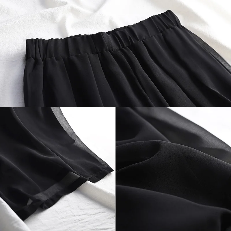 Брюки женские шифоновые с широкими штанинами элегантные однотонные