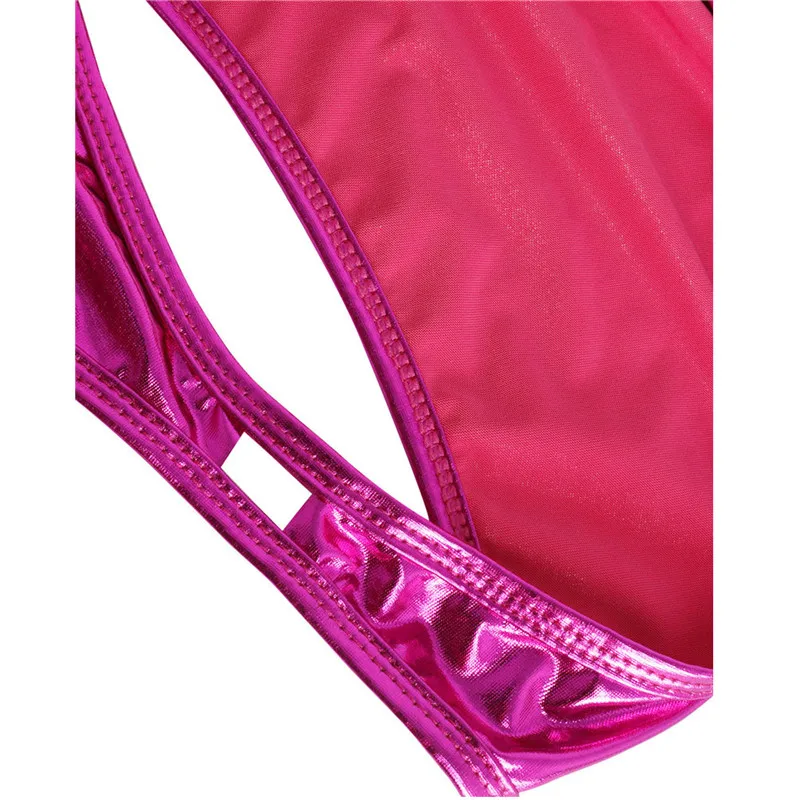 Женский купальник трико без рукавов с высоким вырезом Цельный из лакированной