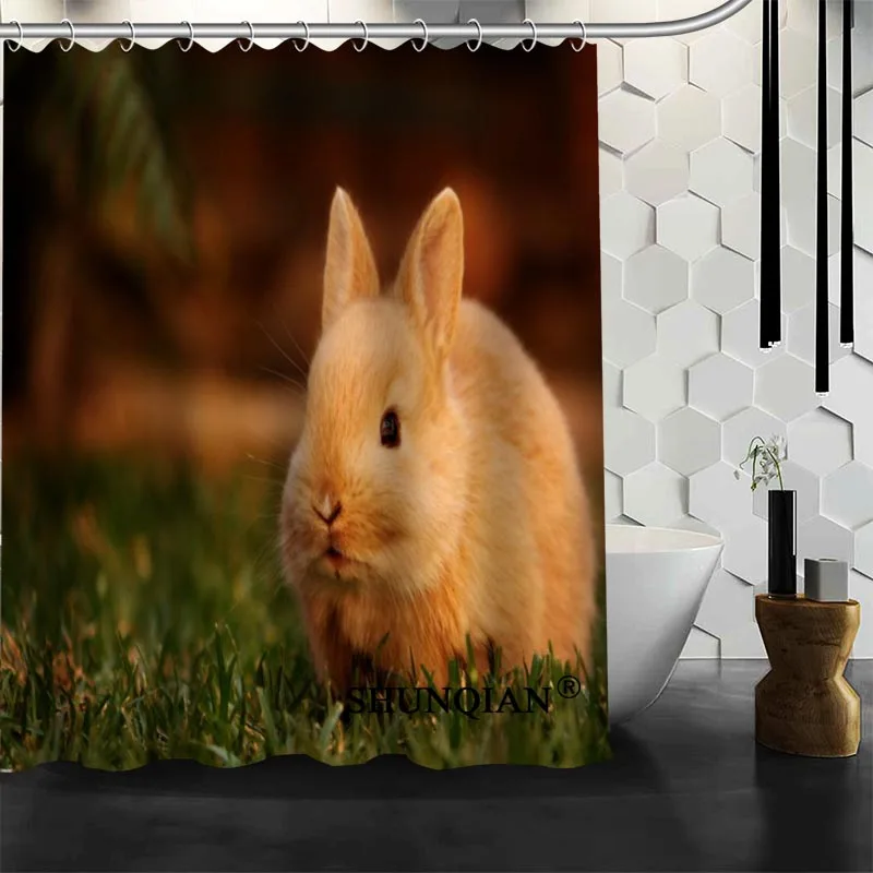 

New Custom Rabbit Shower Curtains Polyester Bathroom Waterproof Bath Curtain Size 150X180cm165X200cm180X200cm