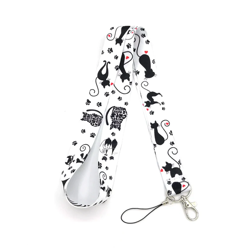 

RE249 Black cat kids cartoon Neck Lanyard keychain Mobile Phone Strap ID Badge Holder Rope Key Chain Keyrings cosplay Accessory