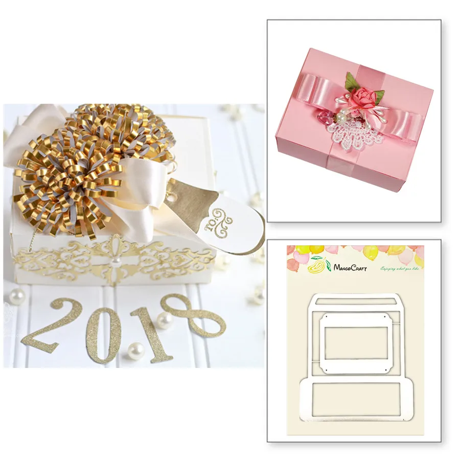 Рождественская Цветочная коробка металлические режущие штампы трафарет для DIY