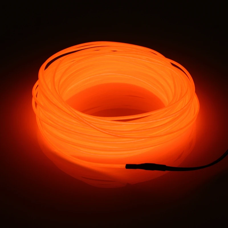 Orange Jiguoor 20 м EL Led Гибкая мягкая трубка провод неоновый светящийся автомобильный веревочный ленточный светильник Рождественское украшение дома AC 12 В - Испускаемый цвет: Orange