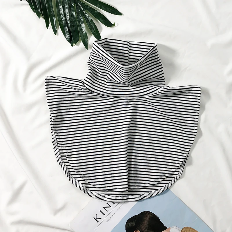 Хлопковая женская однотонная водолазка съемный воротник черный белый | Галстуки