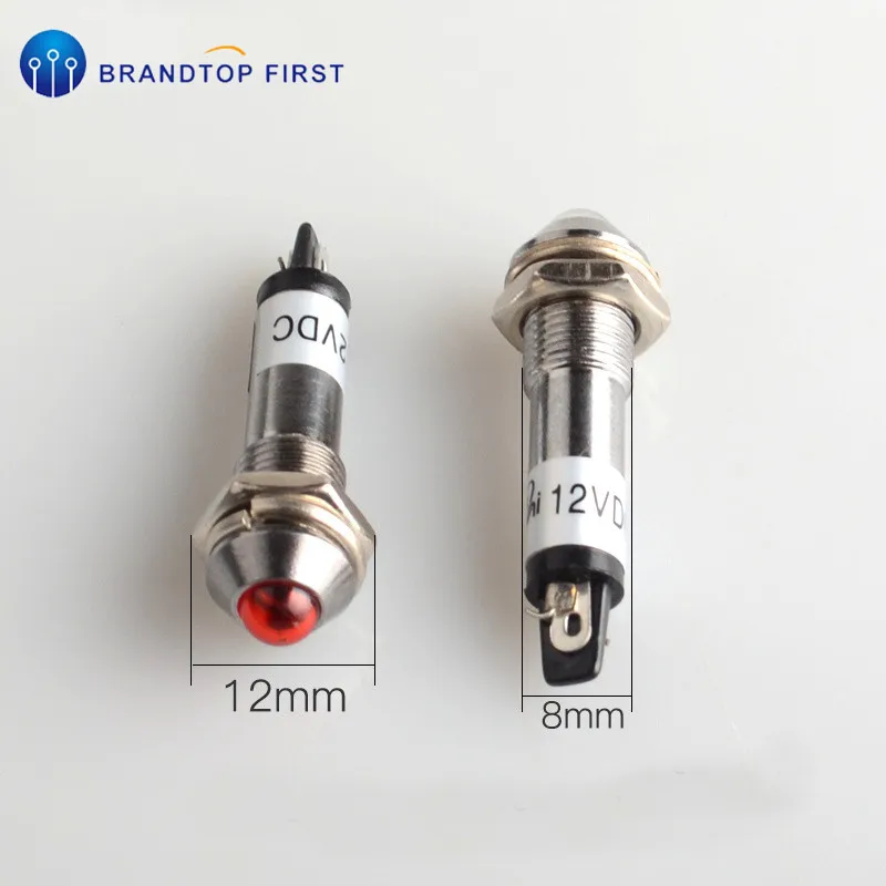 1 шт 8 мм металлический Световые индикаторы водонепроницаемый сигнальная лампа 12V