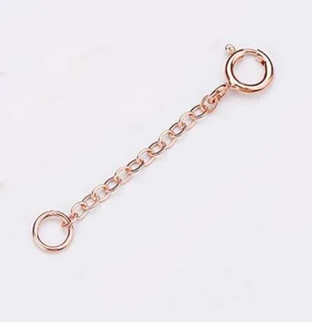 Rose gold 925 пробы серебряные удлиненные цепочки с пружинной пряжкой застежки-Омары для самостоятельного изготовления ожерелья и браслетов - Цвет: Rose gold
