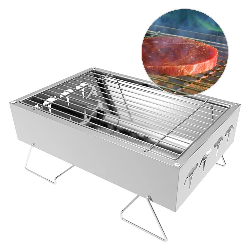 Складной гриль для пикника из нержавеющей стали угольный барбекю оборудование