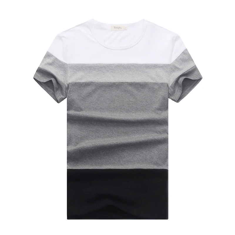 Helisopus Мужская футболка трехцветная градиентная с круглым вырезом трендовая