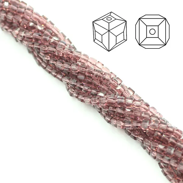 purple ZHUBI 100 шт 3 мм модные разделительные кубики граненые хрустальные бусины амулеты конфетные стеклянные Квадратные бусины для изготовления ювелирных изделий из бисера - Цвет: purple