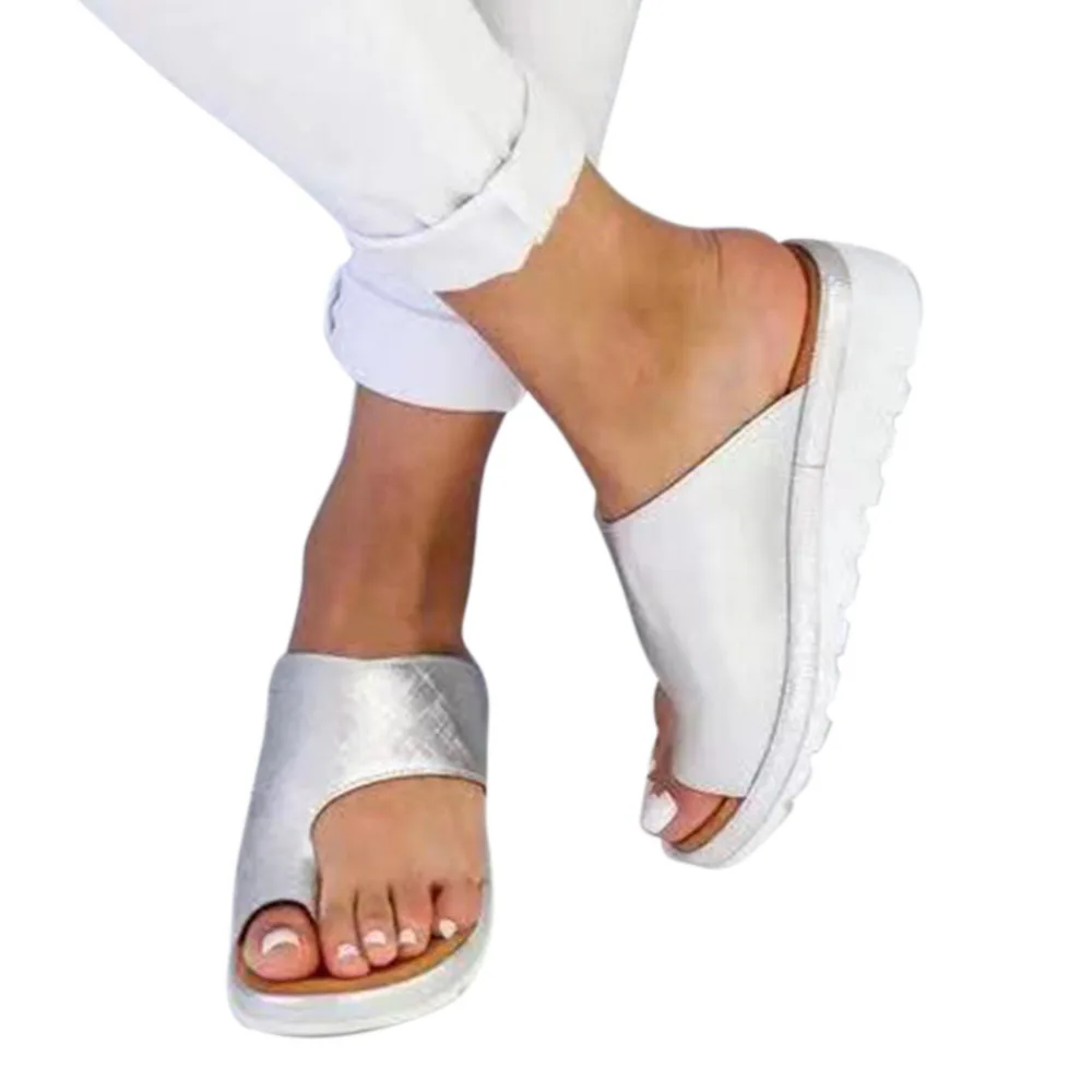 Women Comfy Platform Sandal Shoes Flip Flops PU Leather Flat Sole Sandals Sandalias Mujer Dating Shopping H300 | Обувь