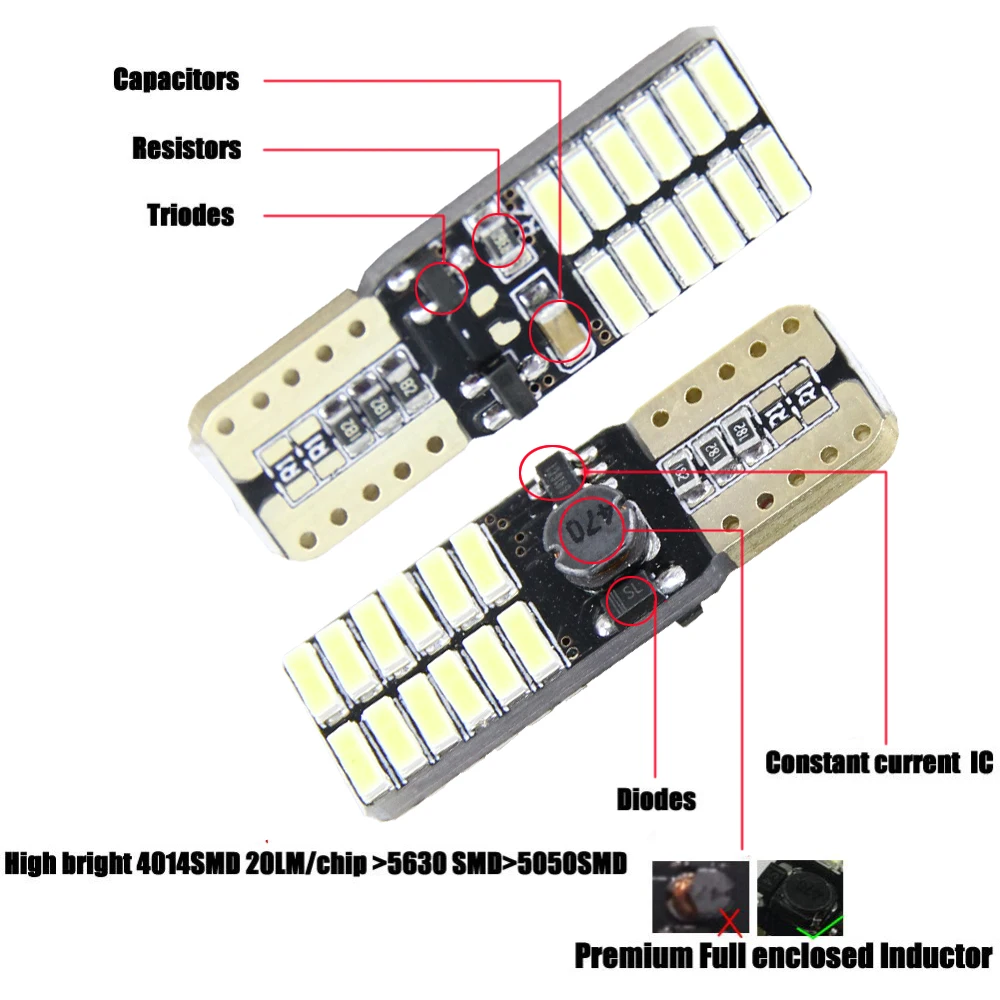 Canbus T10 W5W SMD 4014 24LED автомобильный клиновидный габаритный фонарь парковочный для Volvo
