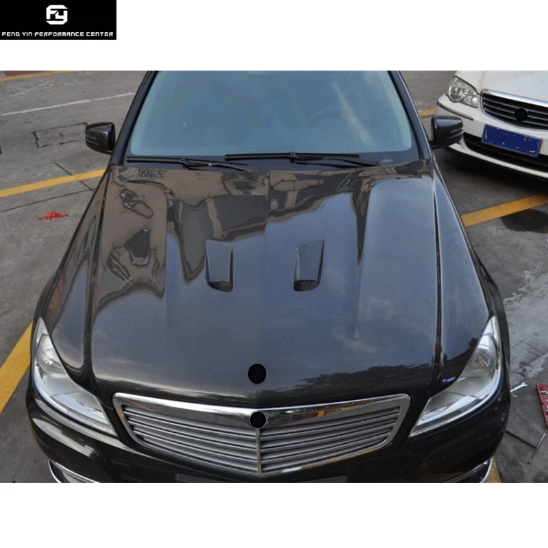 W204 C300 стиль капот двигателя из углеродного волокна Автомобильный капот с отверстиями для Mercedes Benz W204 C200 12-14