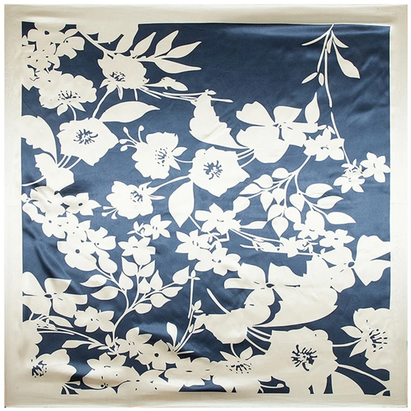 Модный шарф для женщин с принтом Шелковый сатиновый хиджаб шарфы женские 90*90 см