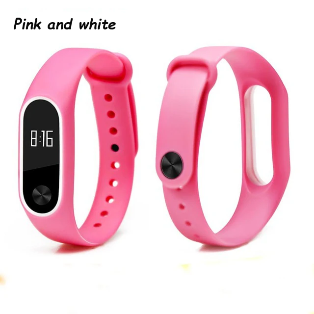 pink and white Двойной цвет mi band 2 аксессуары pulseira mi band 2 ремешок сменный силиконовый ремешок для xiaomi mi2 умный Браслет - Цвет: pink and white