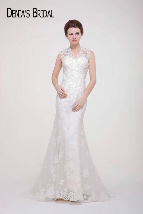 2017 настоящие фотографии милые свадебные платья с отвесным вырезом и аппликацией