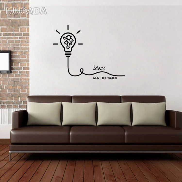 

Vinyl Office Wall Decal Stickers Motivation Quote Ideas Move The Earth Light Bulb Decals Home Decoration Art Murals JG4132