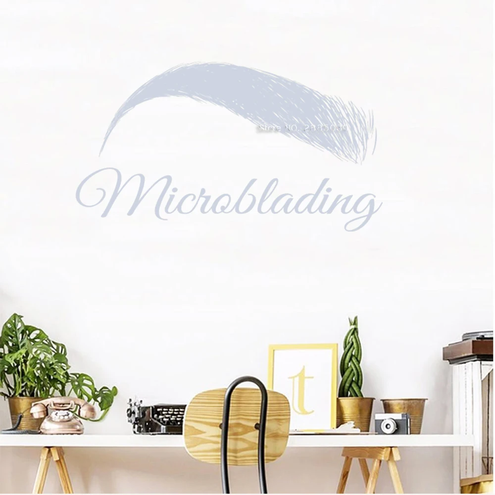 Простая наклейка для микроблейдинга бровей салона красоты на стену