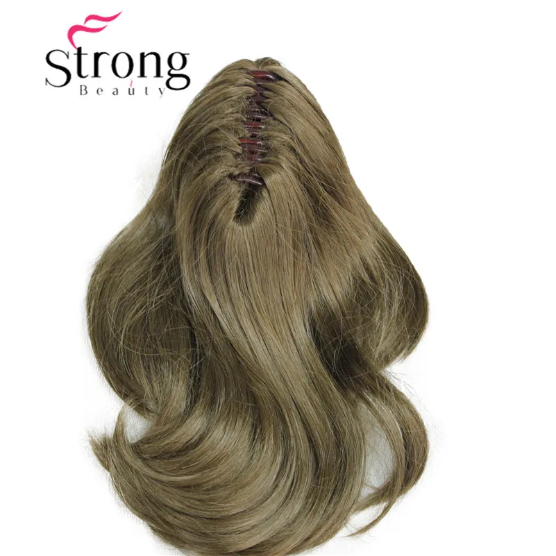 StrongBeauty, 12 дюймов, двойное использование, волнистый стиль, зажим в коготь, конский хвост, наращивание волос, блонд, синтетические волосы с зажимом челюсти/коготь