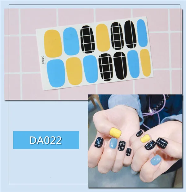 22 14 насадок/набор полное покрытие наклейки для ногтей s Обертывания DIY наклейки для нейл-арта простые наклейки s самоклеющиеся наклейки для ногтей розовый белый черный зеленый - Цвет: 22