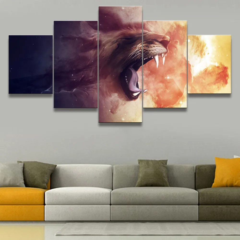 Декор фотографии Винтаж Home Decor рамы картины на холсте плакат и печатает 5 шт. Лев с
