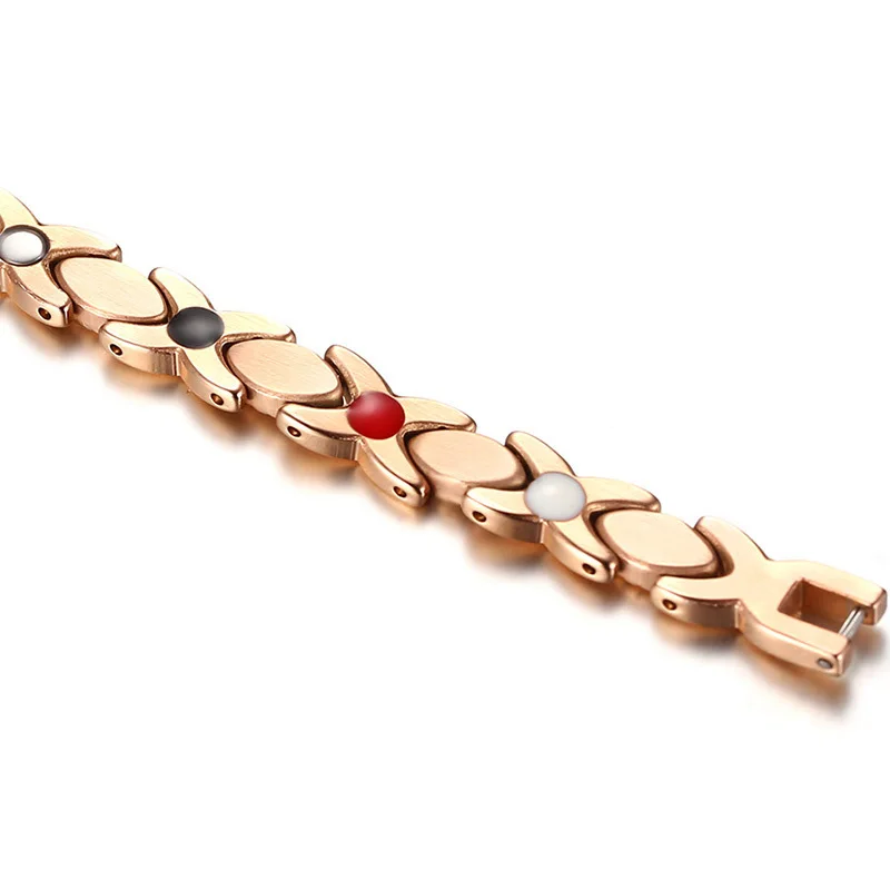 Магнитные браслеты Vinterly для женщин звено цепи розовое золото лист браслет из