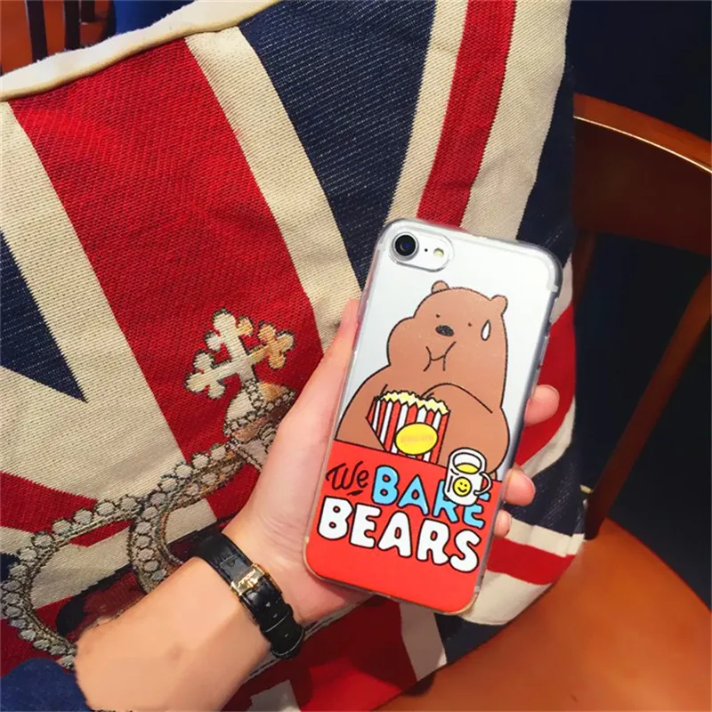 Прозрачный мягкий чехол для телефона из ТПУ с рисунком медведя панды iPhone 5 5S SE 6 S 7 8