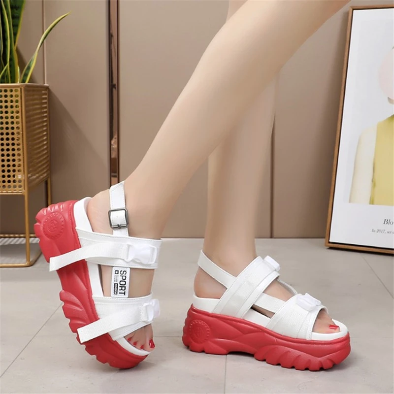 Sandalias mujer/Коллекция 2019 года летние босоножки на толстой подошве и высоком каблуке