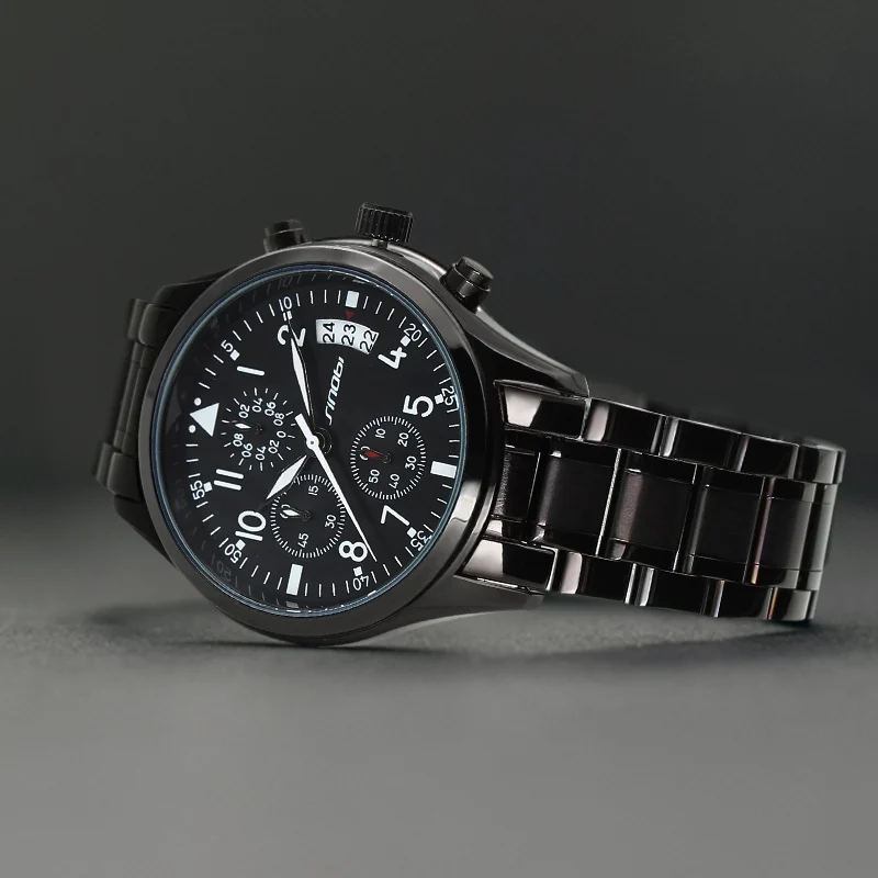 Часы наручные SINOBI Мужские с хронографом спортивные брендовые кварцевые стальной