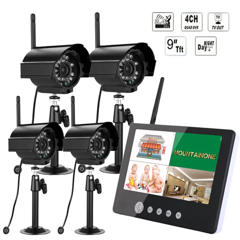 YobangSecurity 9 дюймов цифровая беспроводная камера Аудио Видео детские мониторы 4CH CCTV