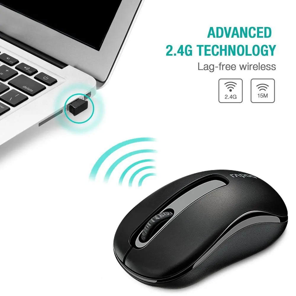 Оригинальная Беспроводная оптическая мини-мышь Rapoo 2,4G, надежная мышь 1000 dpi с Nano USB Приемником Для компьютера, ноутбука, рабочего стола, офиса