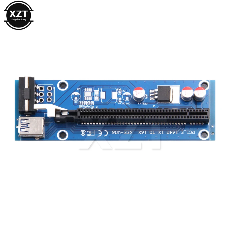 Райзер-карта VER006 PCI-E PCI Express PCIE 1X до 16X адаптер 60 см USB 3 0 кабель SATA 4Pin Molex для майнинга