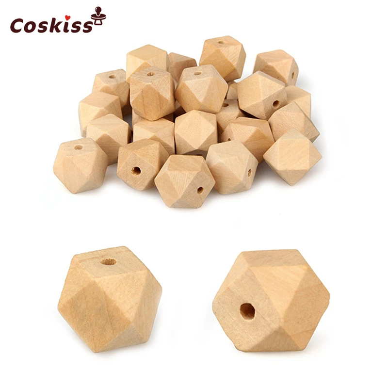 Mordedor de madera con cuentas hexagonales geom&eacute;tricas para beb&eacute;, collares/pulseras de 0,71 "(18mm), mordedor para lactancia-0