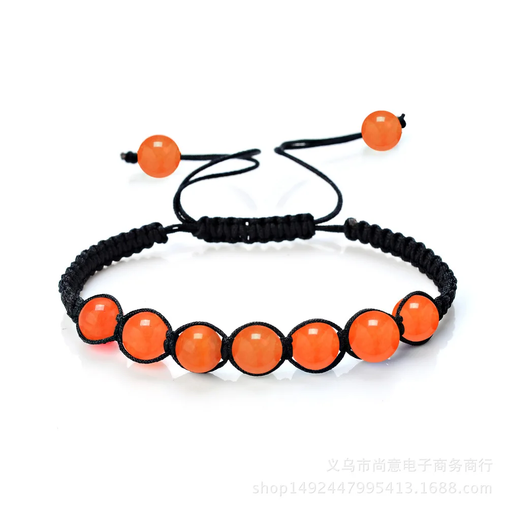 Orange Stone Новинка, браслет из натурального камня тигровый глаз для женщин и мужчин, плетеный браслет с кристаллами, браслеты для занятий йогой - Окраска металла: Orange Stone
