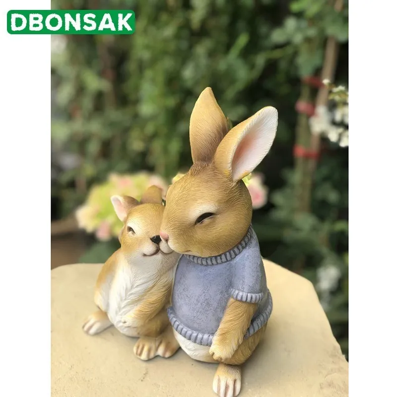 Кролик Сад Статуя Смолы Кролик Подарок для ребенка кукла микро пейзаж Аниме фигурки моделирование животных украшения дома сада