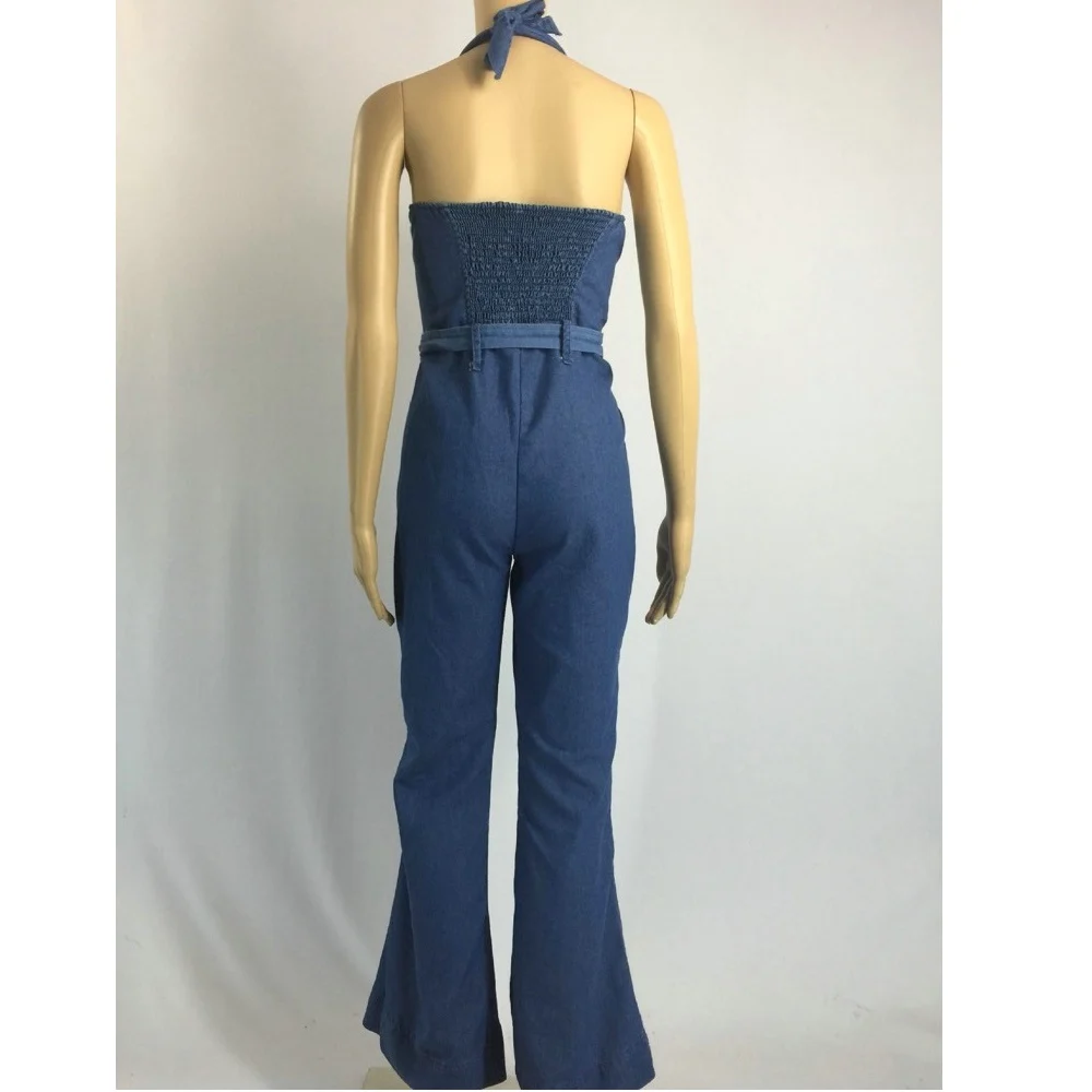 Jeans Slim Sexy Straps Blue Comfortable Jumpsuit Romper Full Length Trousers and Waistband Women Playsuit | Женская одежда