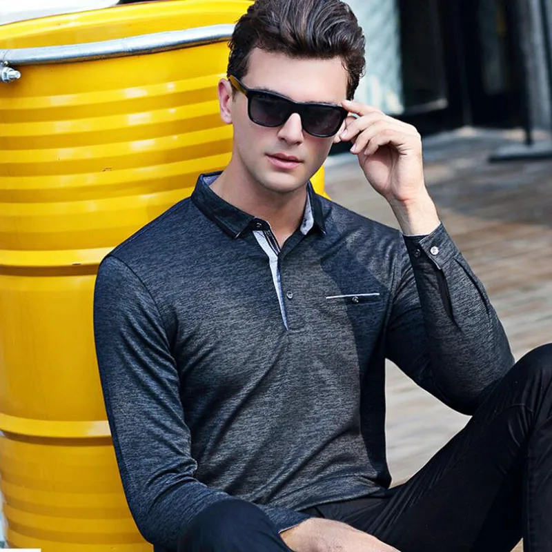 2017 новая осенняя мужская рубашка с длинными рукавами поло Взрывные модели