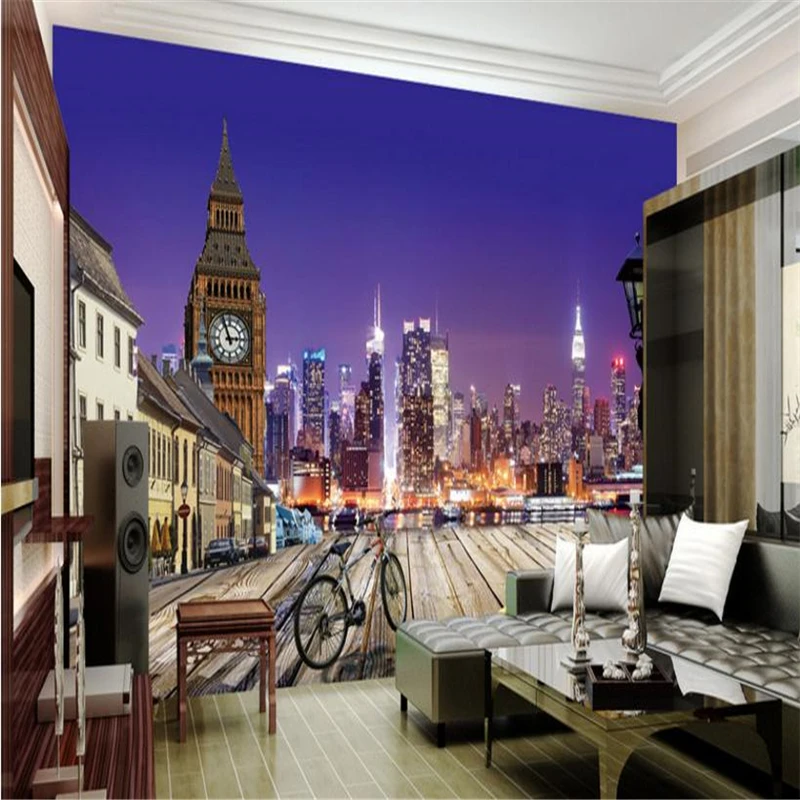 

3D Custom Wallpapers Modern City Theme Style Wall Murals Nature Landscape Photo Walls Papers Night Scene for Living Rome Decor