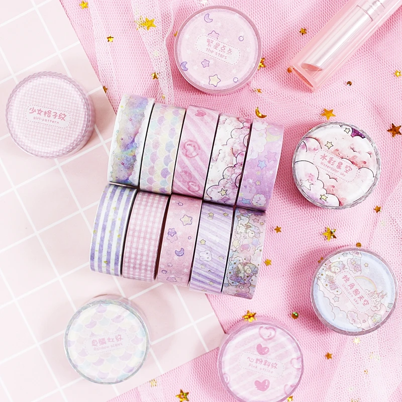 Washi лента японские Канцтовары кавайная розовая Маскировочная Милая Скрапбукинг