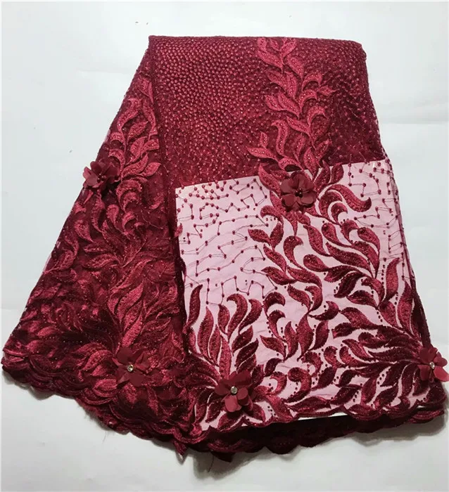 Тюль с 3D цветами африканская кружевная ткань большим количеством бусин камни из