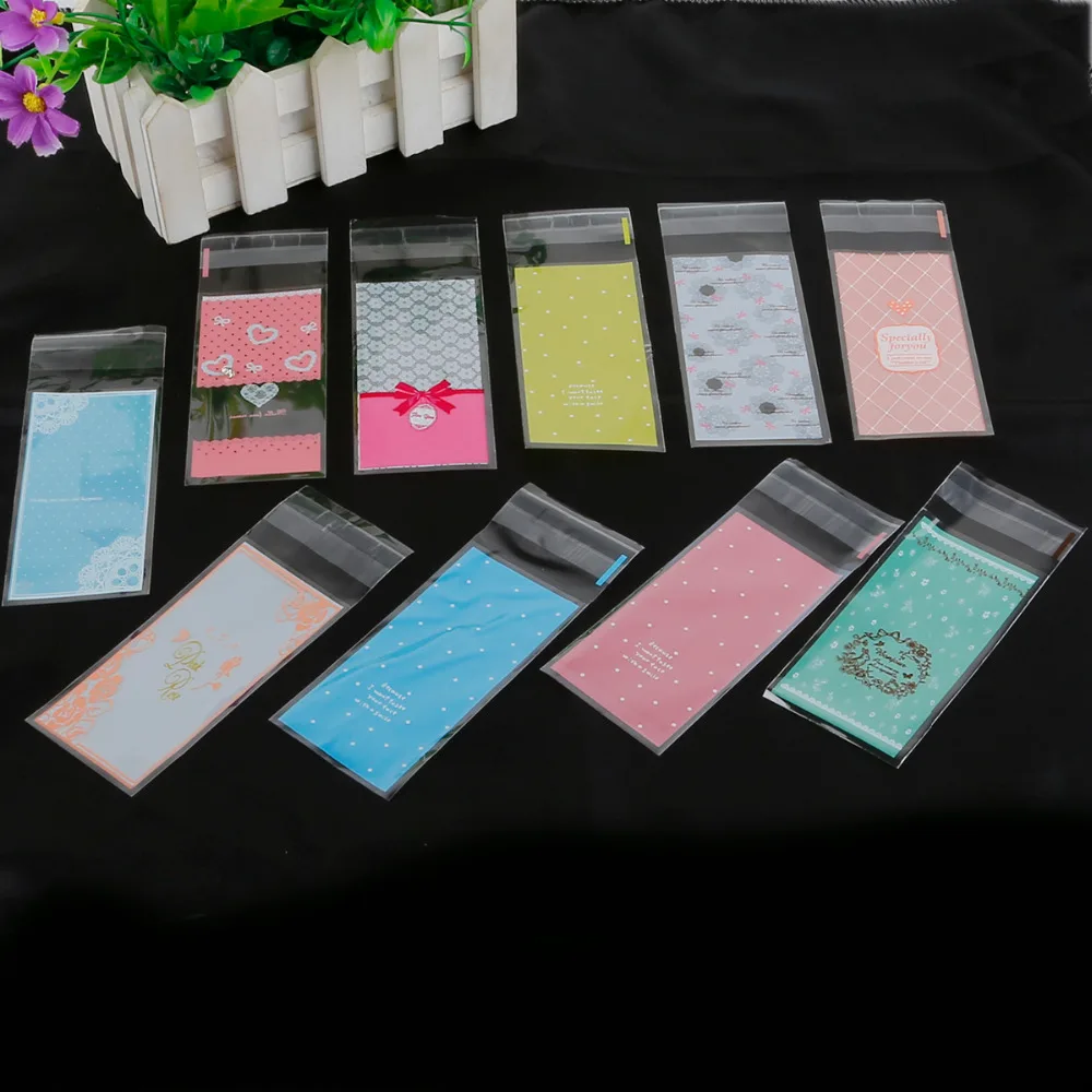 Самоклеящиеся пакеты из опп 100 шт. 5x10 см пластиковые для печенья и конфет