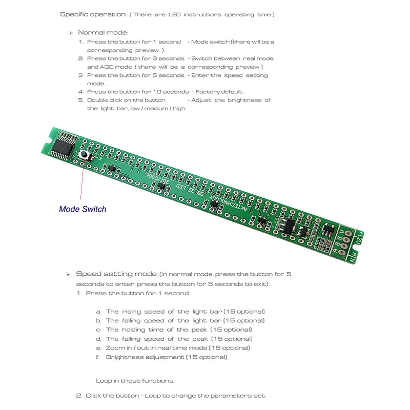 Моно 32 светодиодный индикатор уровня VU Meter Lights светильник Speed Регулируемый W.
