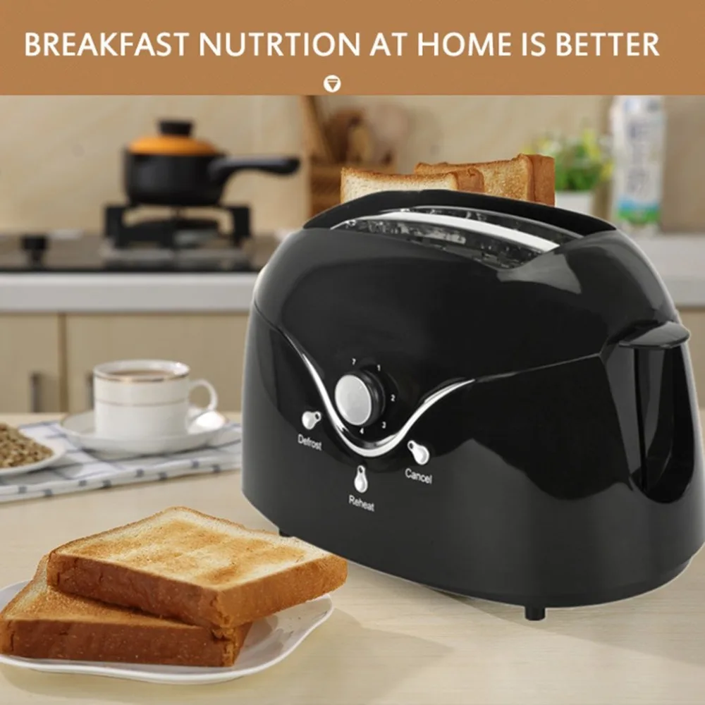 Тостер 2 ломтика домашний Мультифункциональный автоматический из нержавеющей