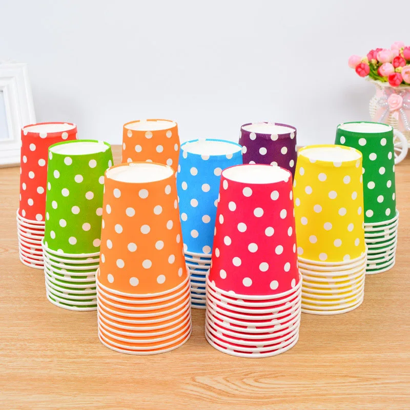 10 шт./лот бумажный стаканчик конфетного цвета в горошек детские принадлежности