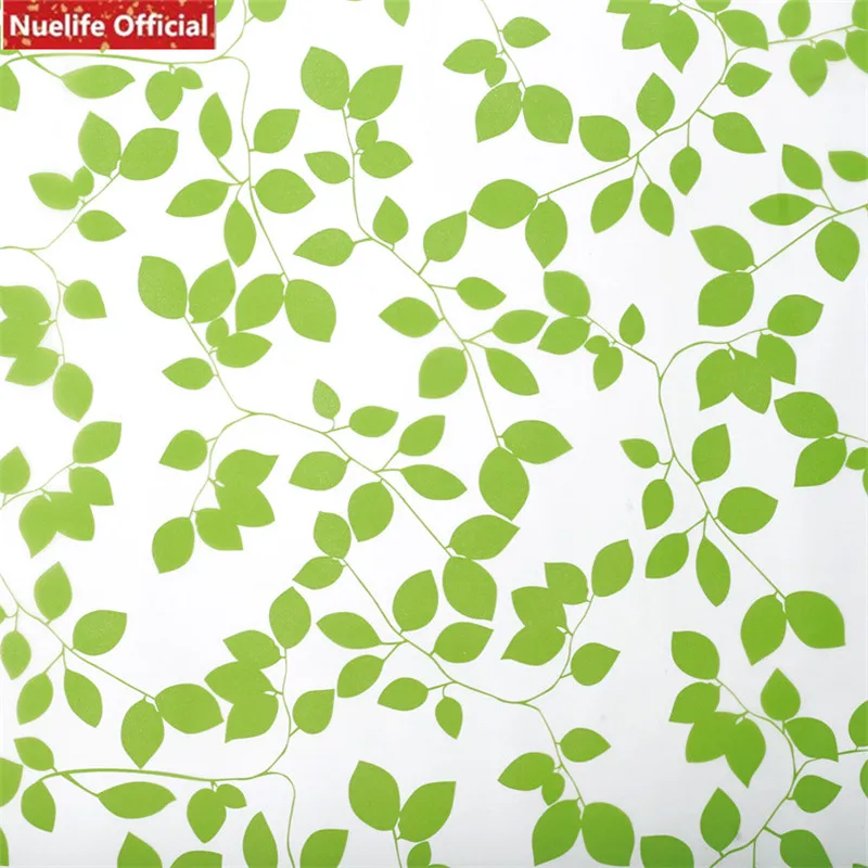 Самоклеящаяся пленка для окон с рисунком свежих зеленых листьев гостиной
