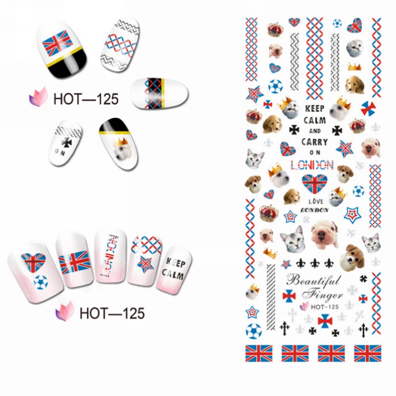 3 шт./партия наклейки для ногтей Наклейка водная слайдер наклейка полное покрытие