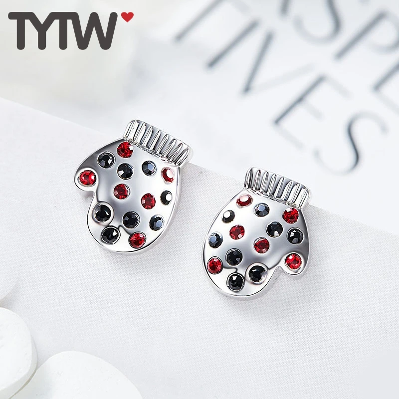 Женские серебряные серьги гвоздики TYTW с рождественским Санта Клаусом